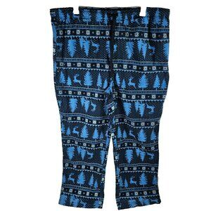 Sonoma Fleece Pajama Pants NWOT Wide Leg Men's XXL (42x30") Blue Reindeer Trees